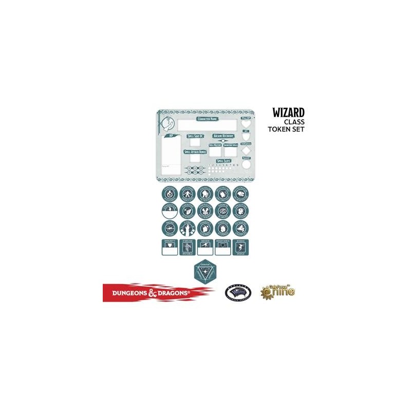 Dungeons & Dragons: Wizard Token Set (Player Board & 22 tokens)