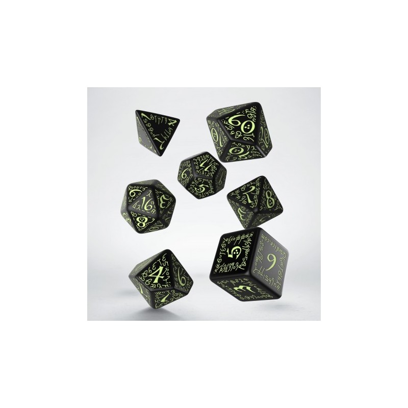Elvish Black & glow-in-the-dark Dice Set (7)