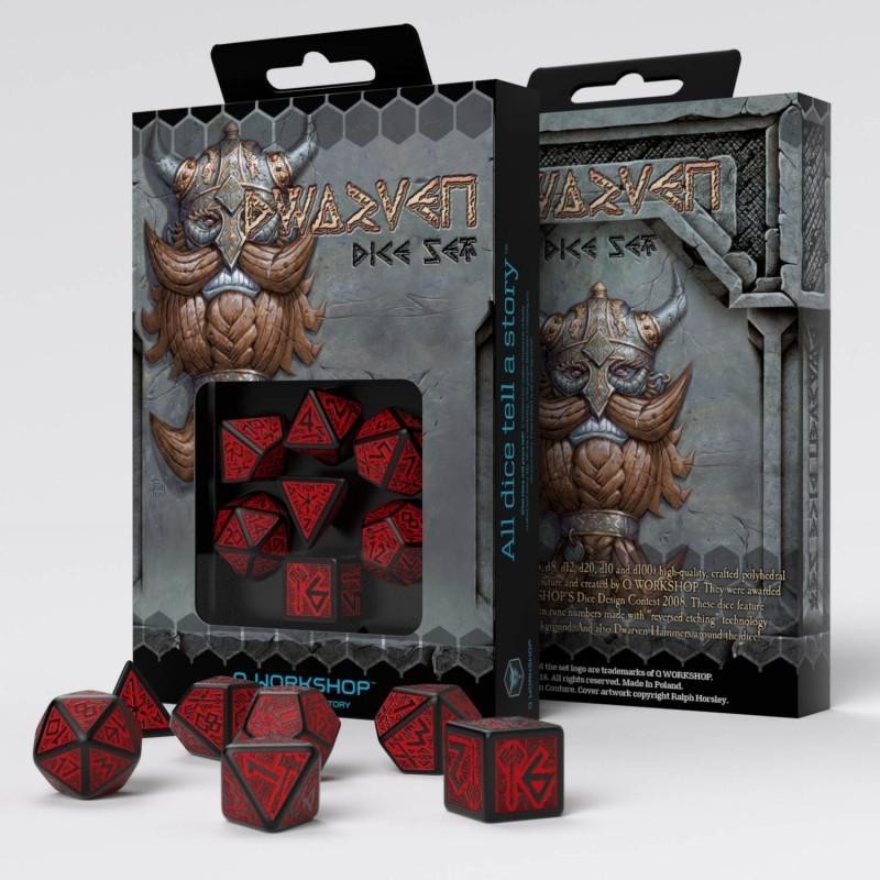Set de 7 dados Dwarven Black/Red