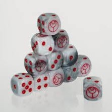Dados D6 White Weasel personalizados marmolados T'au (12)