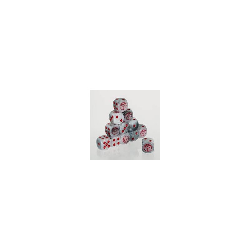Dados D6 White Weasel personalizados marmolados T'au (12)