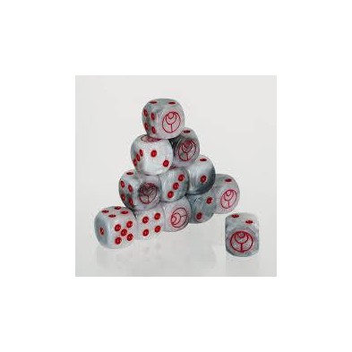 Dados D6 White Weasel personalizados marmolados T'au (12)