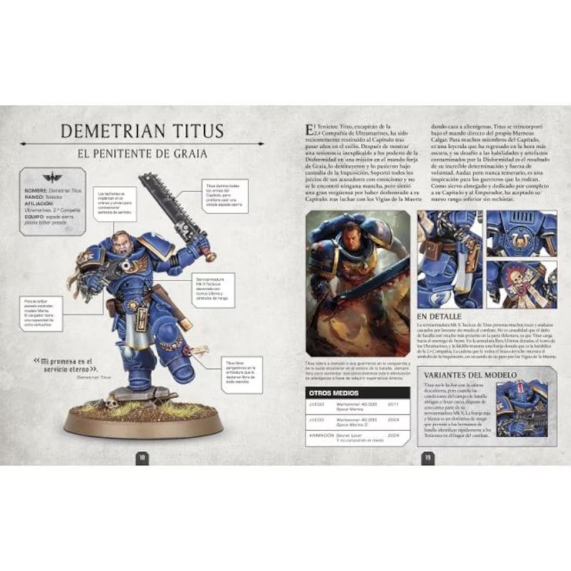 Warhammer 40.000: Enciclopedia de Personajes + Miniatura Teniente Titus