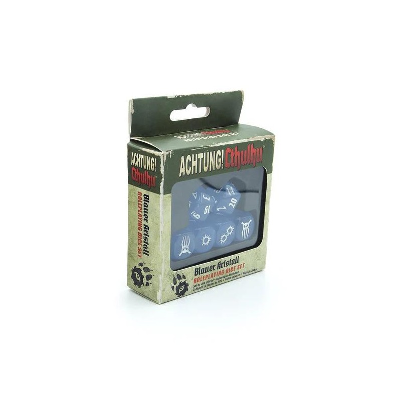 Achtung! Cthulhu 2d20: Blauer Kristall Dice Set