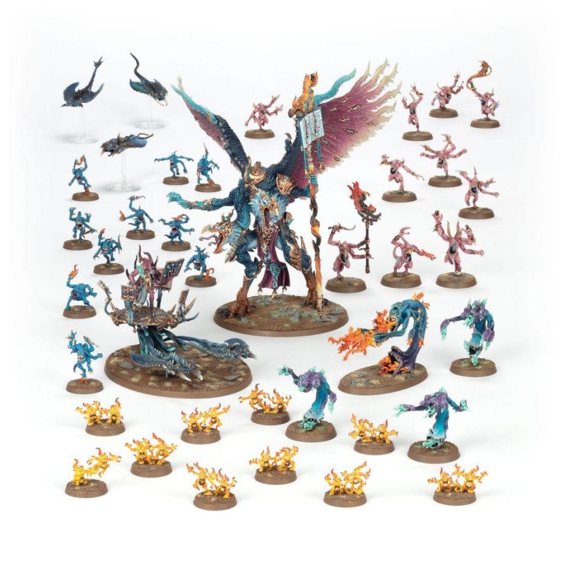 Warhammer Age of Sigmar: Fuerza de batalla Discípulos de Tzeentch. Cabalgata de Fuego Brujo