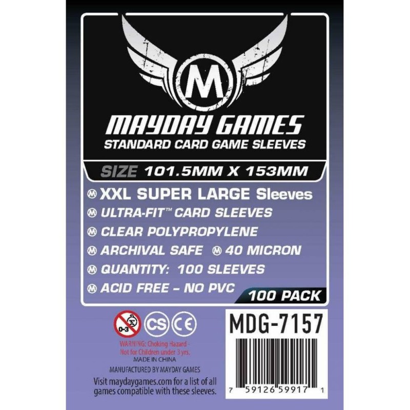 100 Fundas Mayday Games XXL Super Large Sleeves 101.5 x 153mm