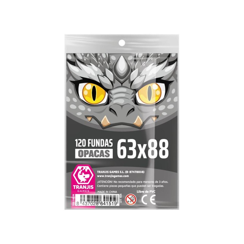 120 Fundas opacas Dragón Gris Premium 63x88 mm
