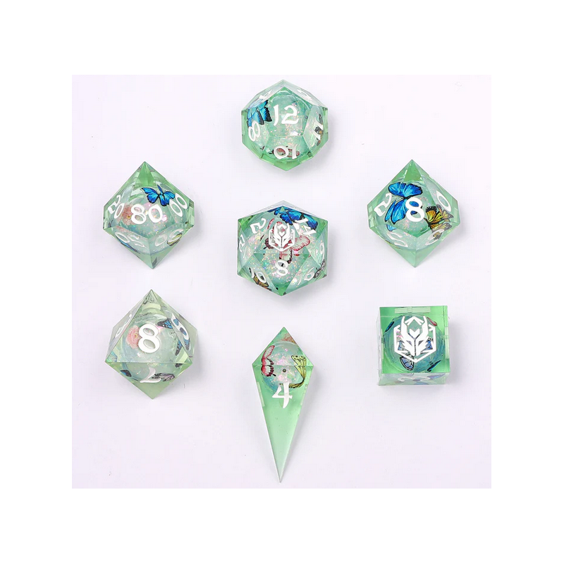 Hymgho RPG Dice Set: Sharp edge liquid core Butterfly Kaleidoscope (7)
